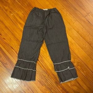 Sado denim ruffle pants